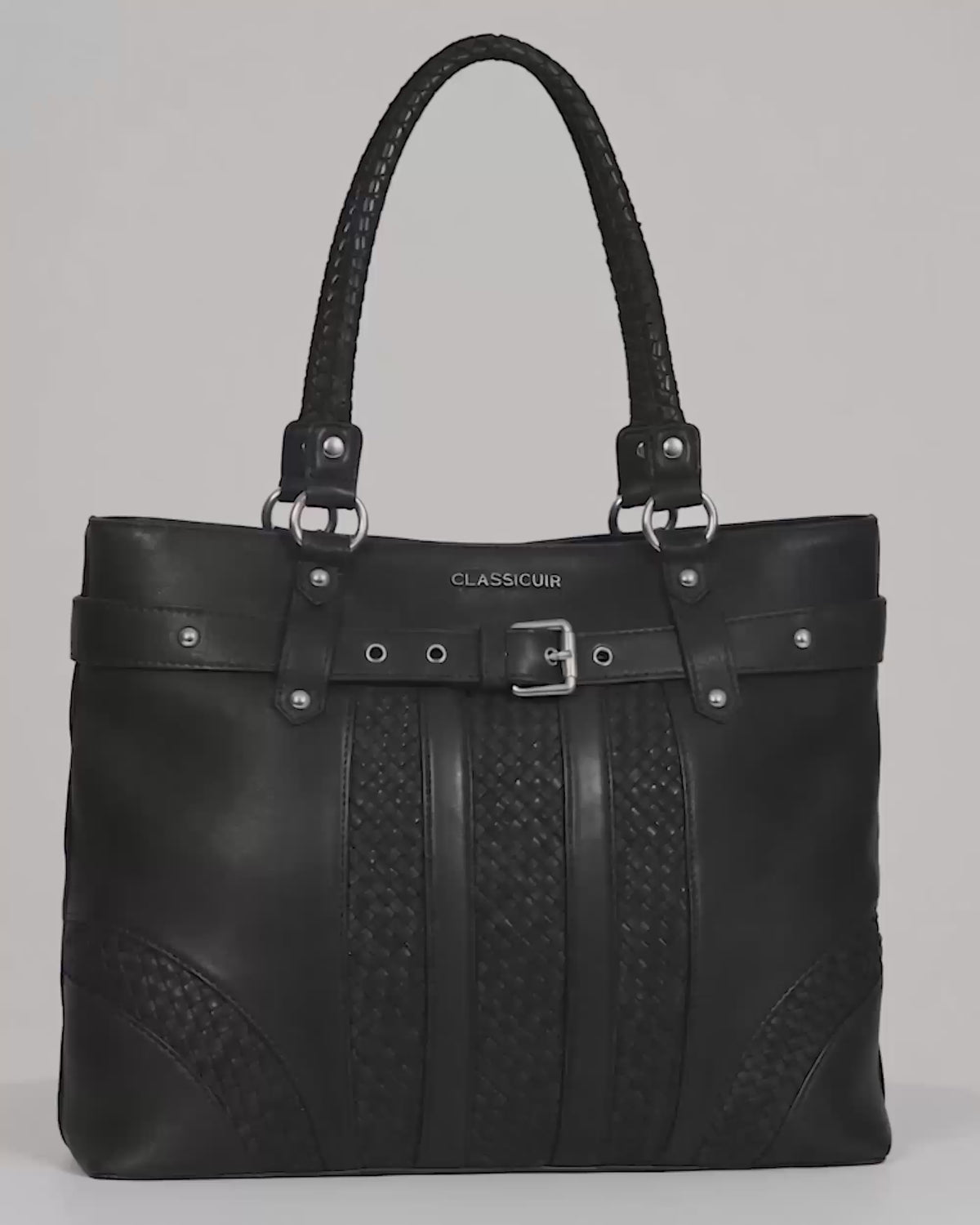 Lyon Buckle Weave tote Bag