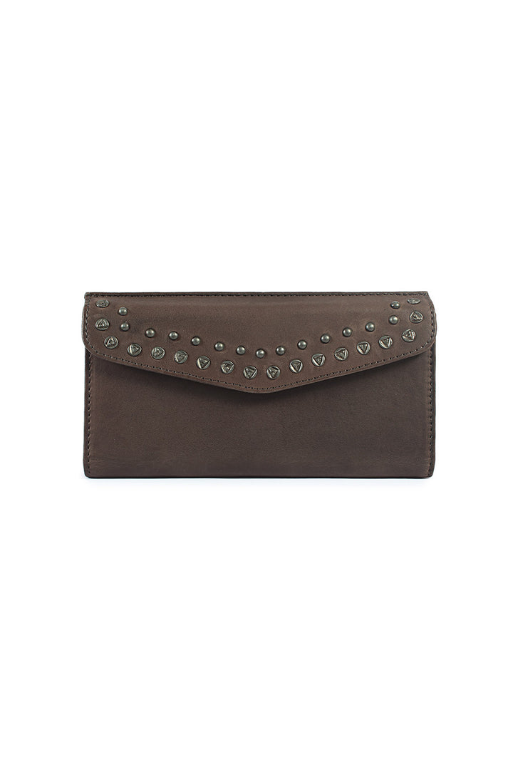 Bordeaux Distressed Rivet Wallet